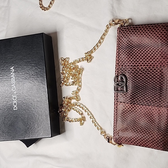 Dolce & Gabbana python convertible clutch/evening bag removable chain - Picture 3 of 17